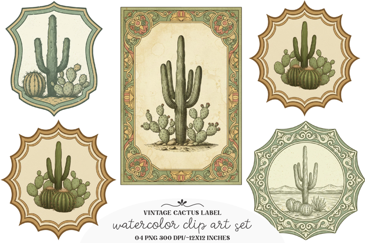 Vintage Cactus Label Printable