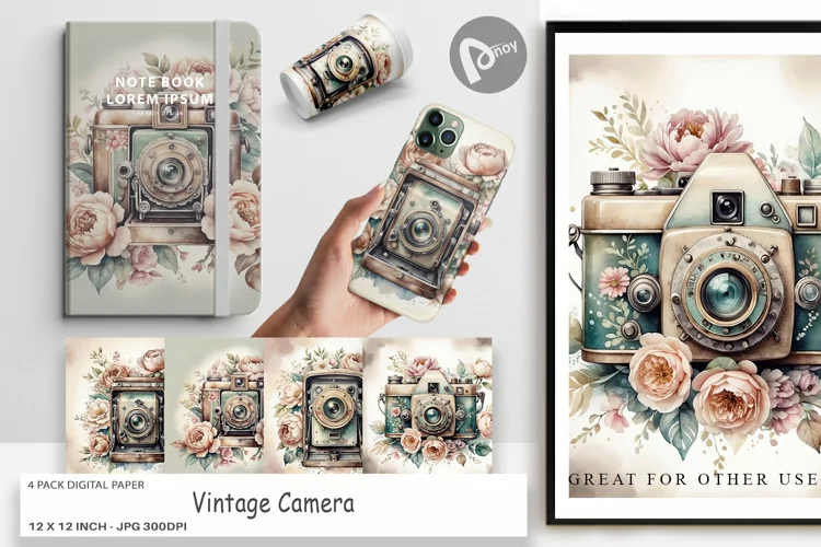 Digital Paper Vintage Camera