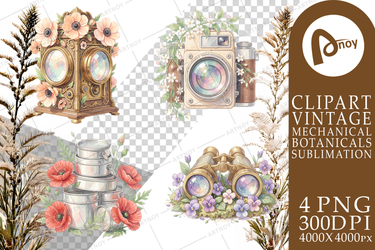 Vintage Camera And Floral Sublimation