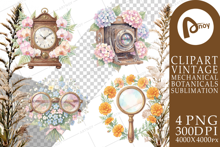 Vintage Camera And Floral Sublimation