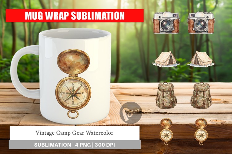 Vintage Camp Gear Mug Wrap
