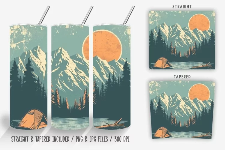Summer Vintage Camping Tumbler Wrap