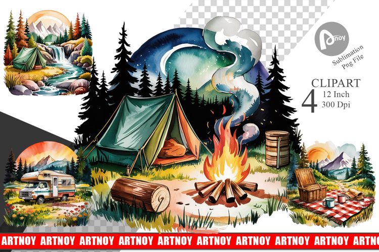 Vintage Camping Vibes Clipart
