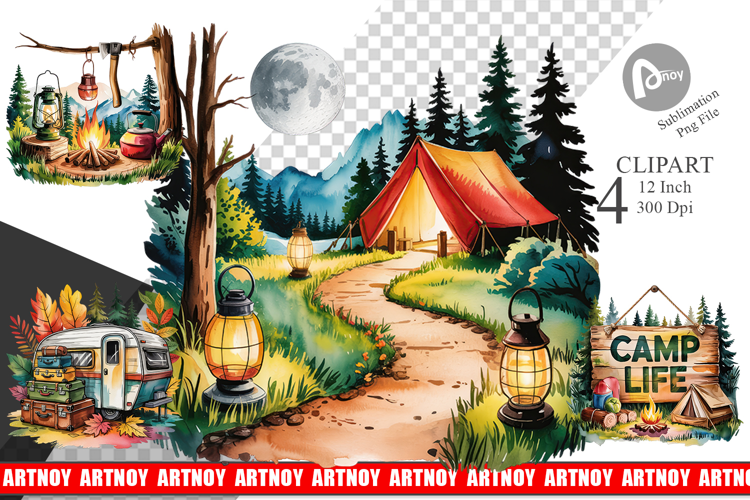 Vintage Camping Vibes Clipart