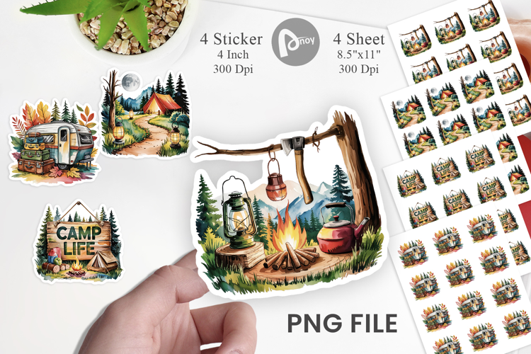 Vintage Camping Vibes Sticker