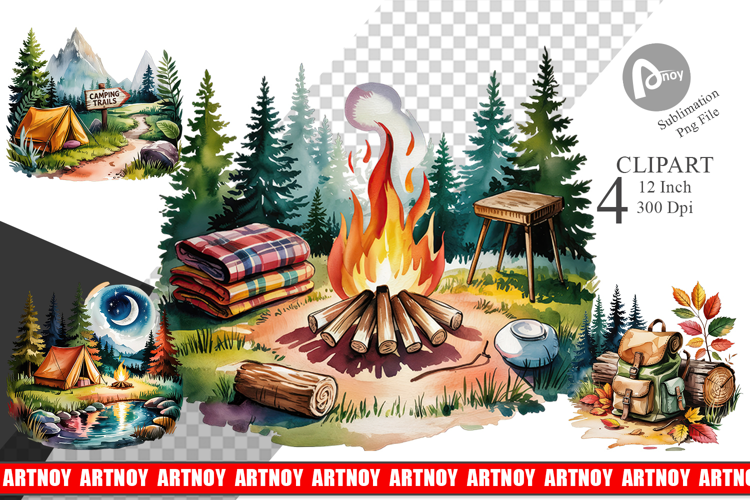 Vintage Camping Vibes Clipart