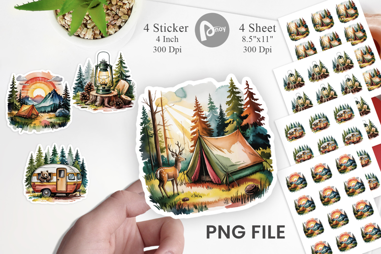 Vintage Camping Vibes Sticker