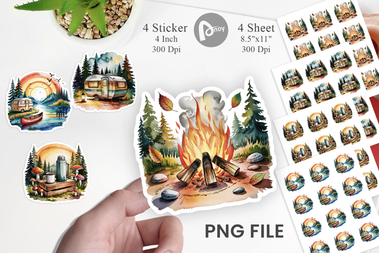 Vintage Camping Vibes Sticker