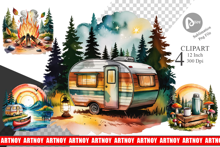 Vintage Camping Vibes Clipart