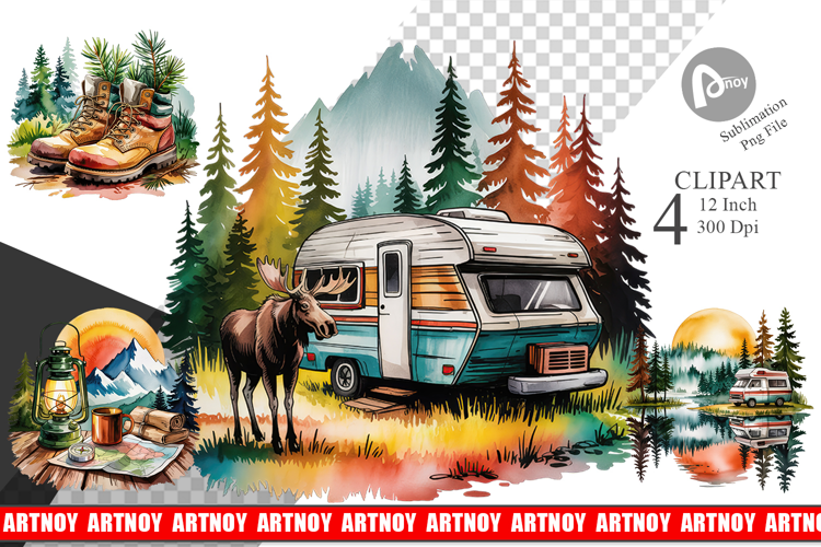Vintage Camping Vibes Clipart