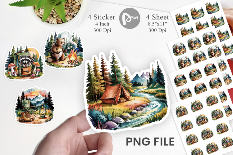 Vintage Camping Vibes Sticker