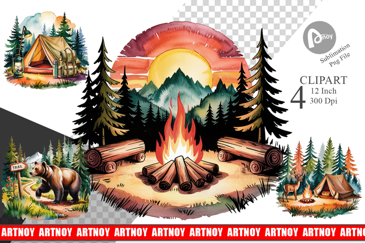 Vintage Camping Vibes Clipart