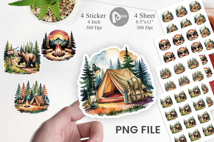 Vintage Camping Vibes Sticker