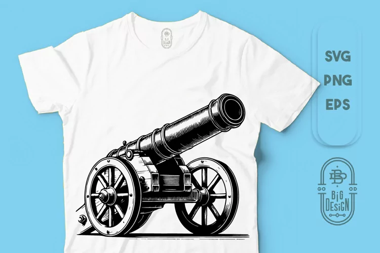 Vintage Cannon Weapon Illustration SVG File | Retro Military