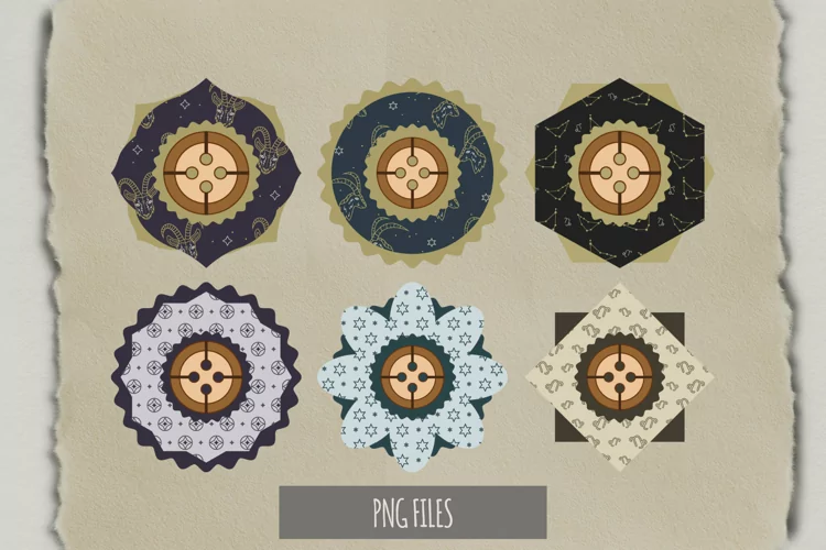 Vintage Capricorn Sign Seamless Pattern Buttons