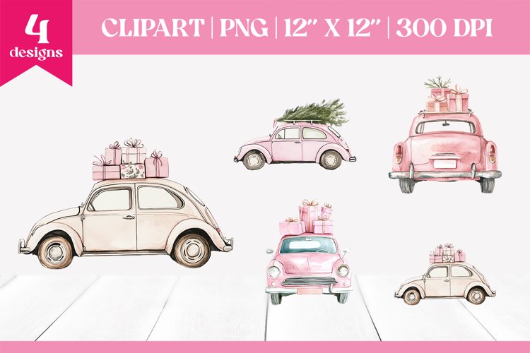 Vintage Car Clipart | Christmas Sublimation PNG