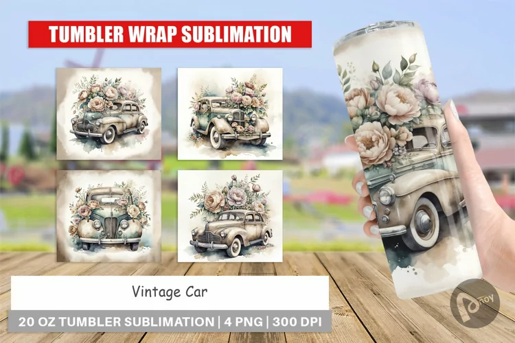 Tumbler Wrap Vintage Car