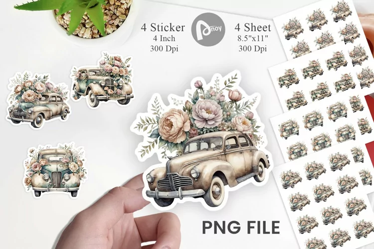 Vintage Car Sticker