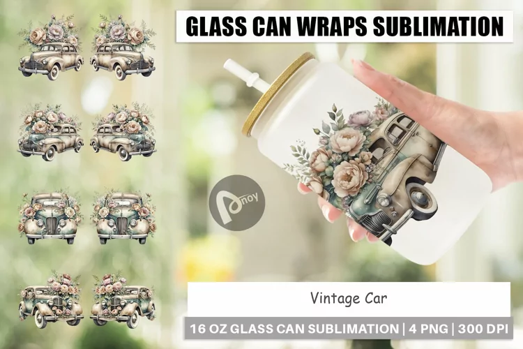 Glass Can Vintage Car