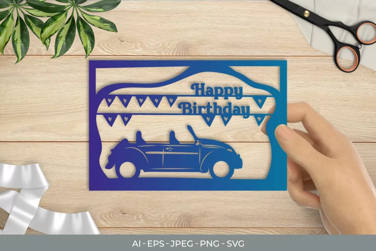 Vintage Car Birthday Papercut