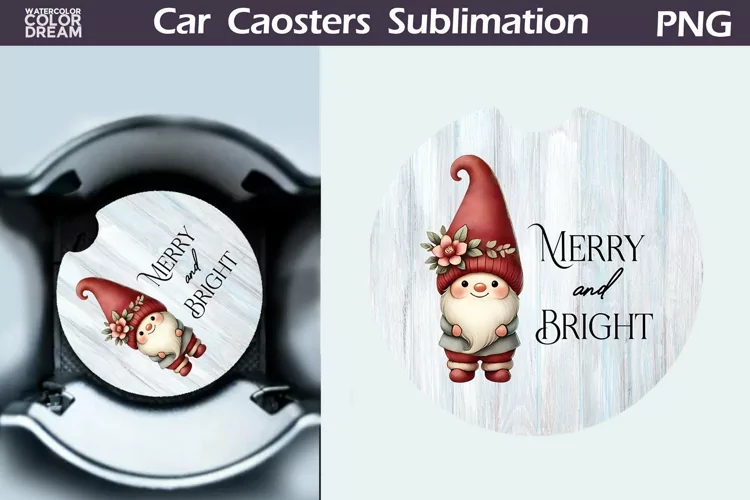 Vintage Christmas Car Coaster | Christmas Round Coaster