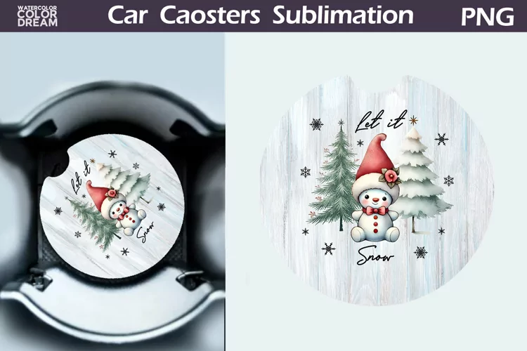 Vintage Christmas Car Coaster | Christmas Round Coaster