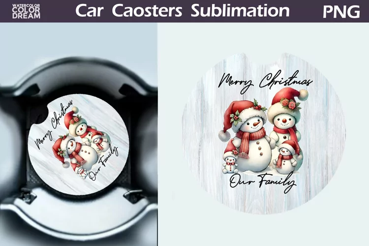 Vintage Christmas Car Coaster | Christmas Round Coaster