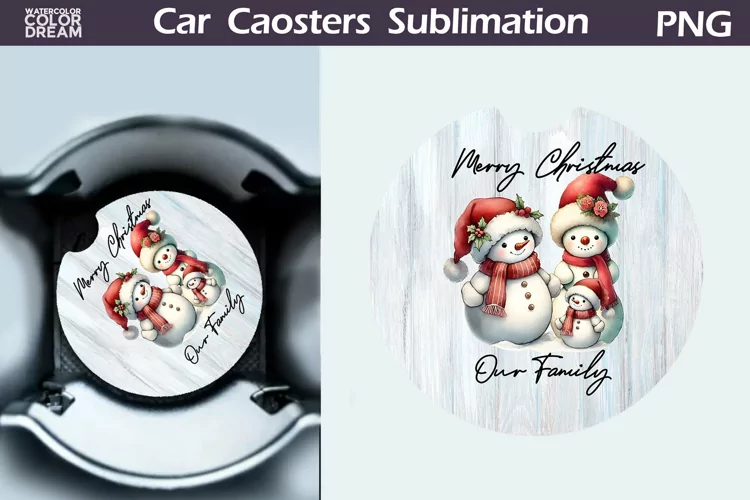 Vintage Christmas Car Coaster | Christmas Round Coaster