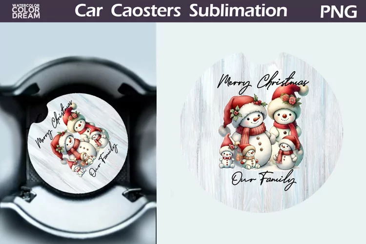 Vintage Christmas Car Coaster | Christmas Round Coaster