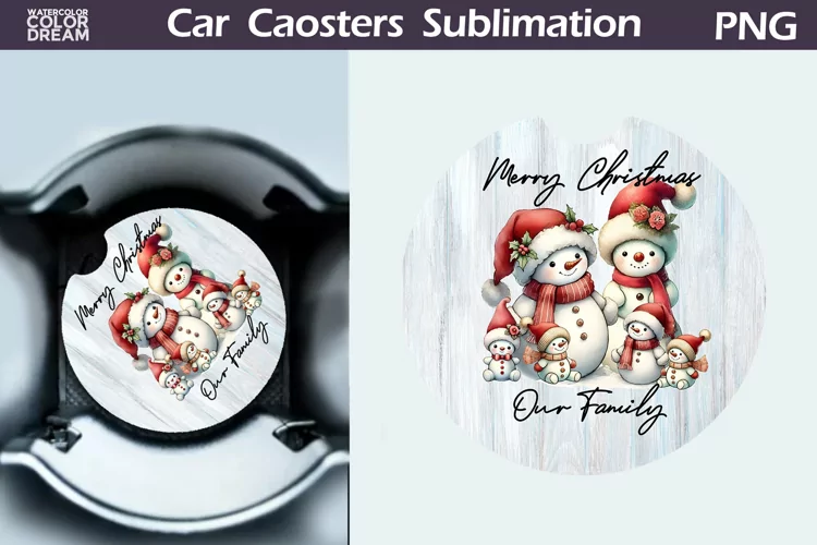 Vintage Christmas Car Coaster | Christmas Round Coaster