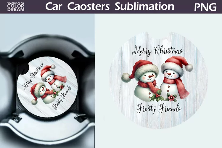 Vintage Christmas Car Coaster | Christmas Round Coaster