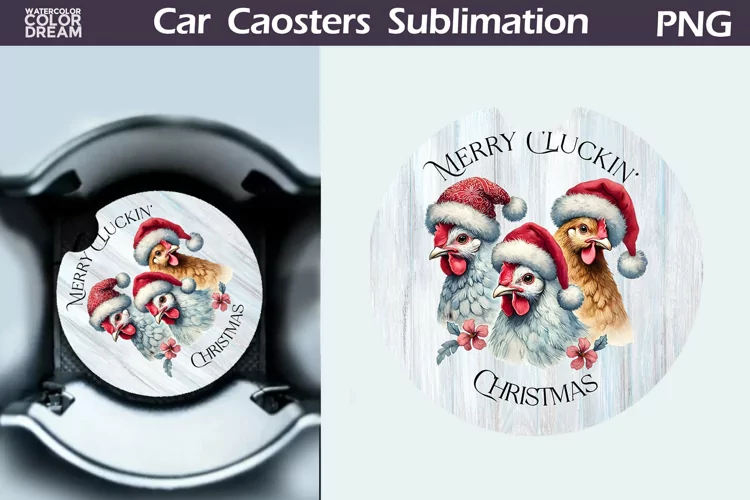 Vintage Christmas Car Coaster | Christmas Round Coaster