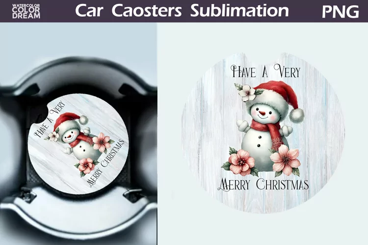 Vintage Christmas Car Coaster | Christmas Round Coaster