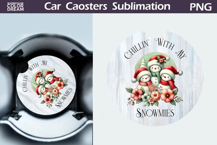 Vintage Christmas Car Coaster | Christmas Round Coaster