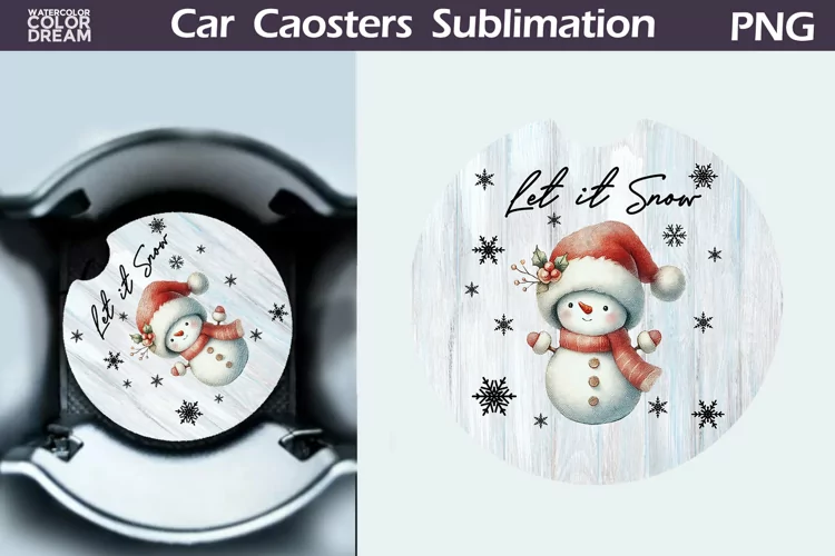Vintage Christmas Car Coaster | Christmas Round Coaster