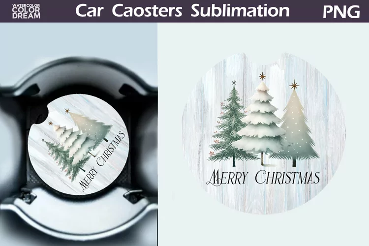Vintage Christmas Car Coaster | Christmas Round Coaster