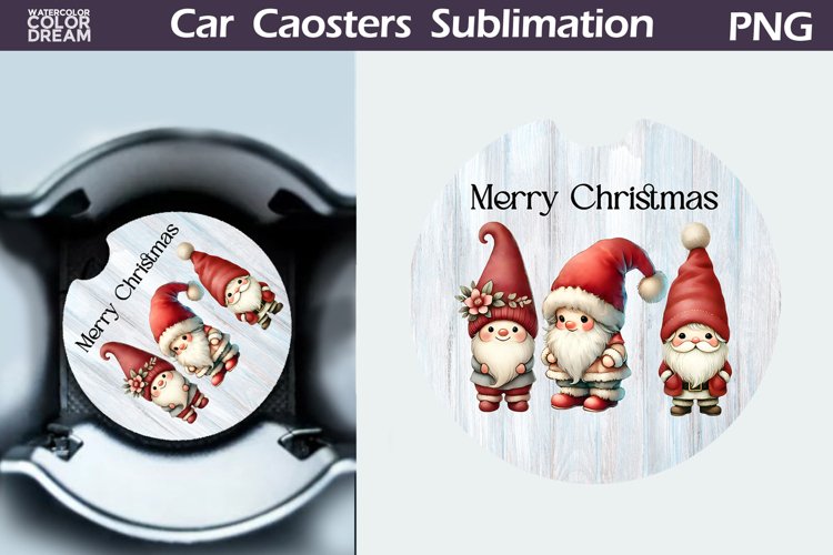 Vintage Christmas Car Coaster | Christmas Round Coaster