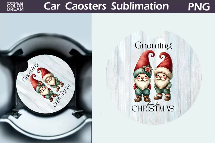 Vintage Christmas Car Coaster | Christmas Round Coaster