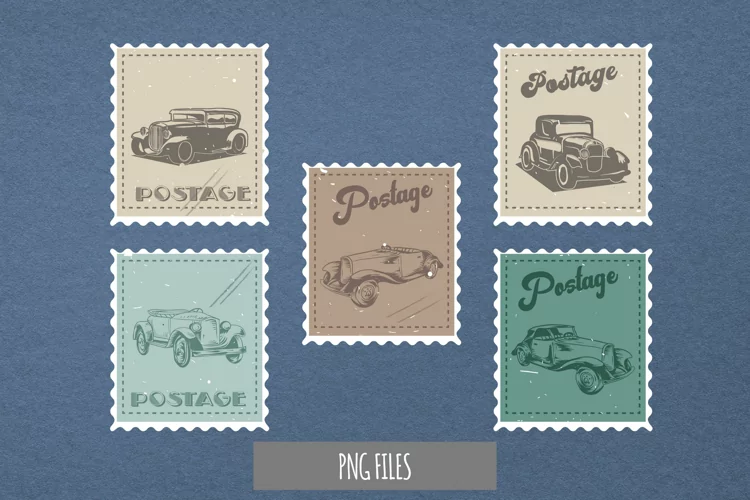 Vintage Car Postage for Scrapbook Clipart