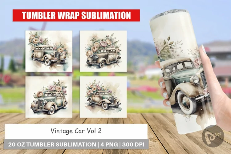 Tumbler Wrap Vintage Car