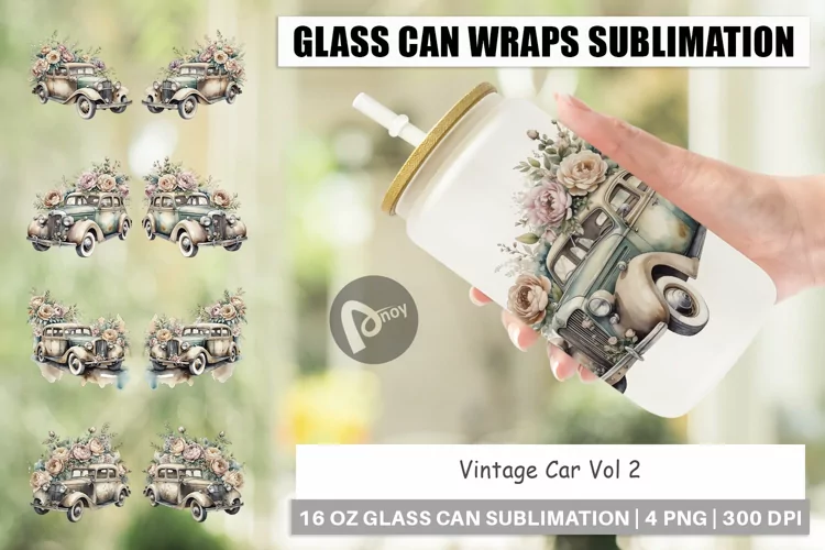 Glass Can Vintage Car