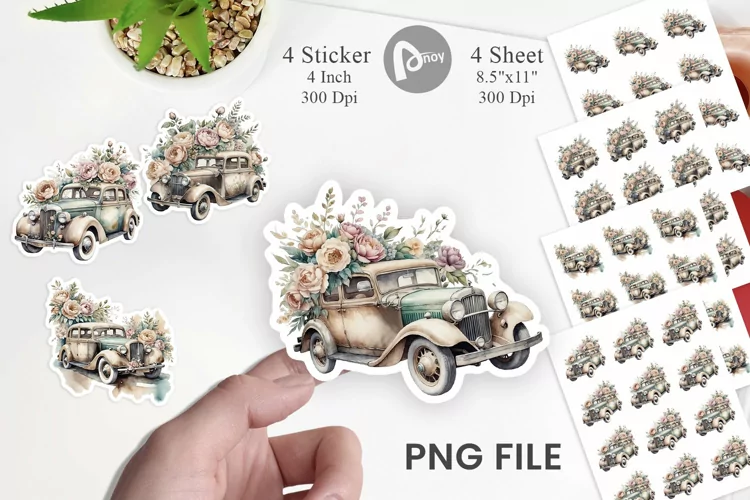 Vintage Car Sticker