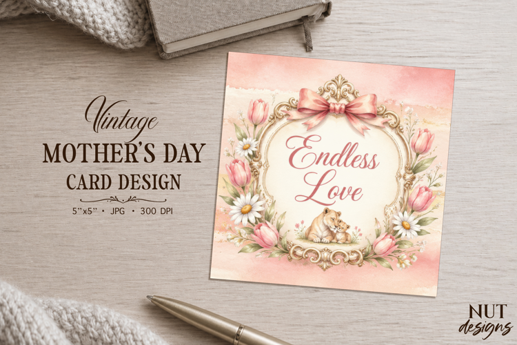 Endless Love Vintage Card Mother Lion floral mothers day