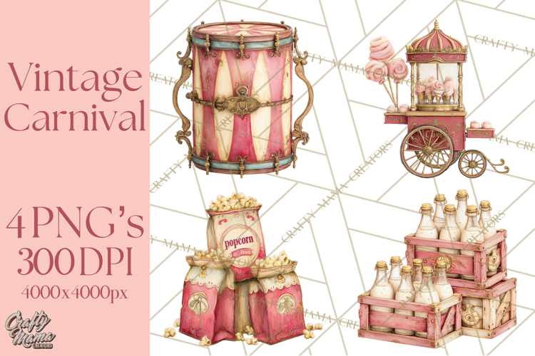 Vintage Antique Carnival Clipart, Retro Carnival PNG