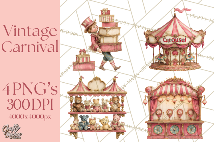 Vintage Antique Carnival Clipart, Retro Carnival PNG