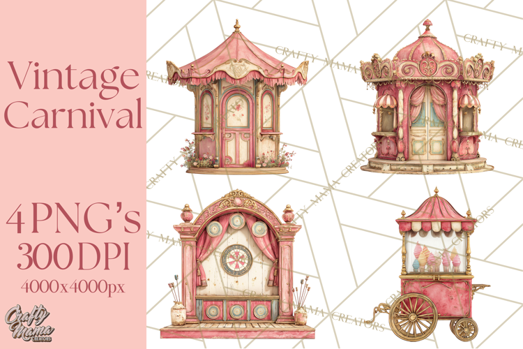 Vintage Antique Carnival Clipart, Retro Carnival PNG