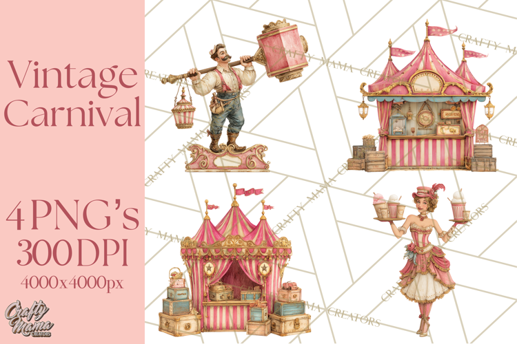 Vintage Antique Carnival Clipart, Retro Carnival PNG