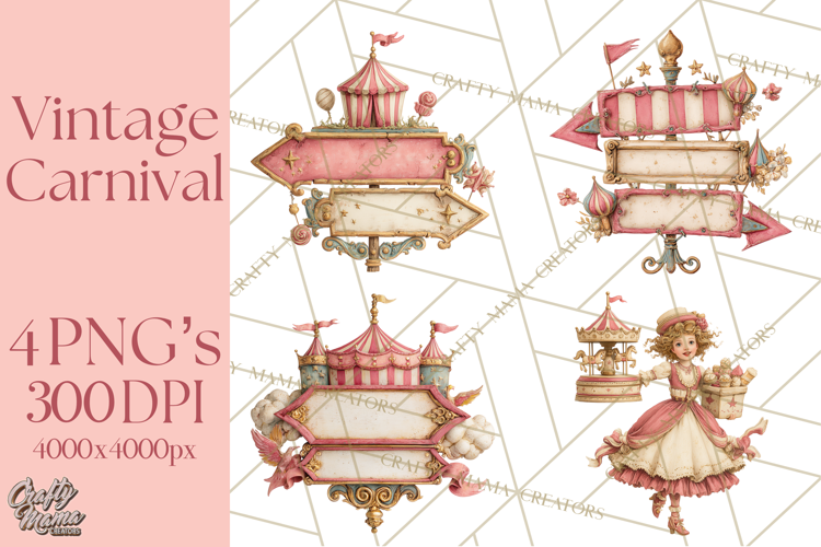 Vintage Antique Carnival Clipart, Retro Carnival PNG