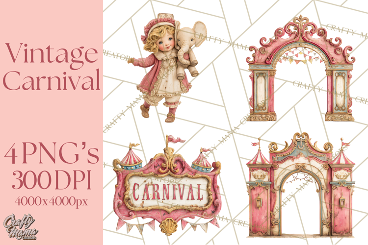 Vintage Antique Carnival Clipart, Retro Carnival PNG