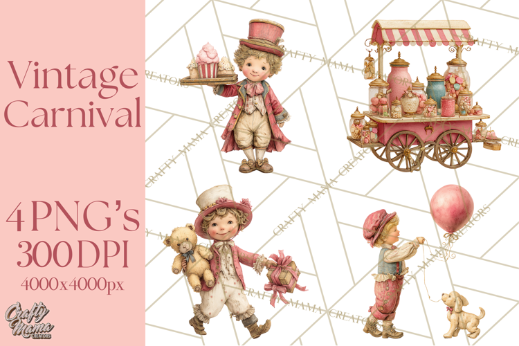 Vintage Antique Carnival Clipart, Retro Carnival PNG